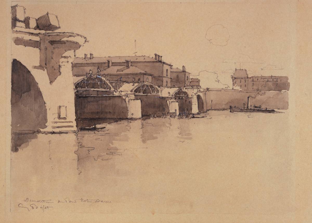 Démolition du pont Notre-Dame (E. Béjot)