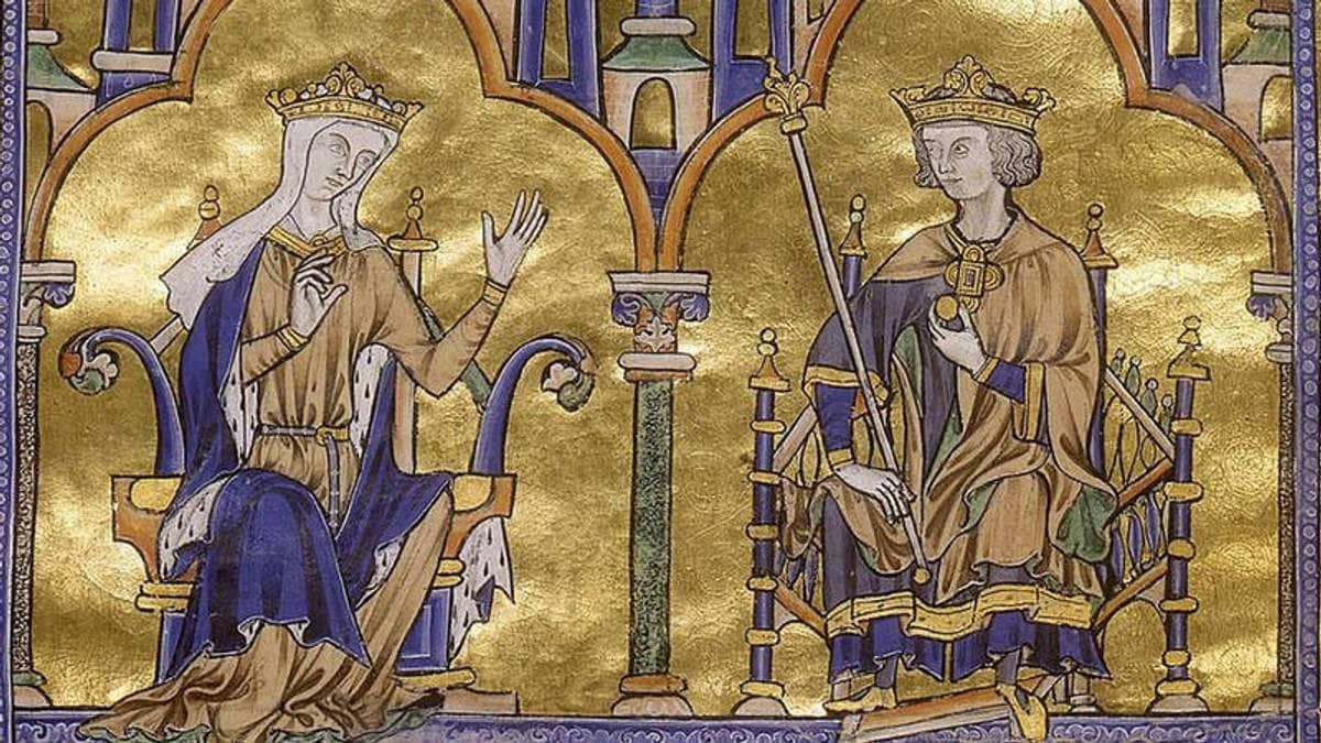 Blanche de Castille et Louis IX (Bible de Tolède, 1240)