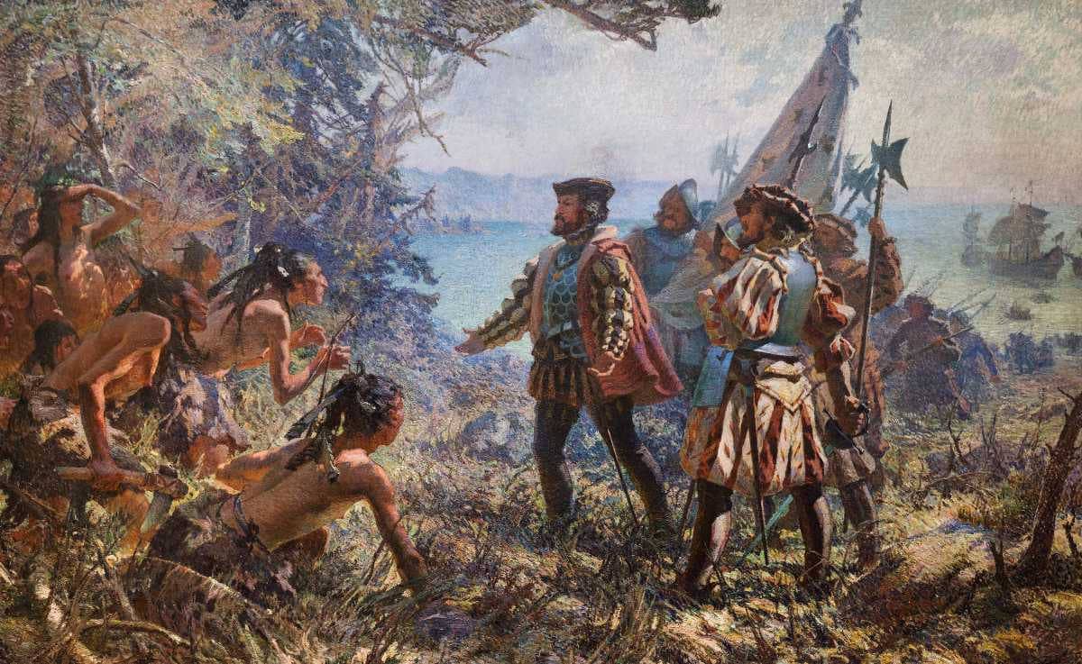 Cartier rencontrant les Indiens en 1535 (Marc-Aurèle de Foy Suzor-Coté, 1907)