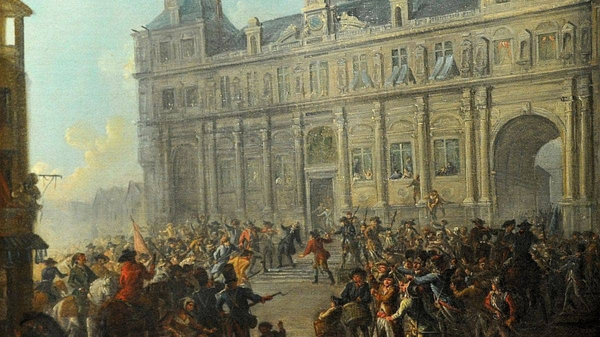 Massacre de Jacques de Flesselles devant l'hôtel de ville (J-B Lallemand)