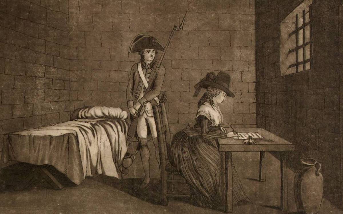 Charlotte Corday en prison écrivant à son père