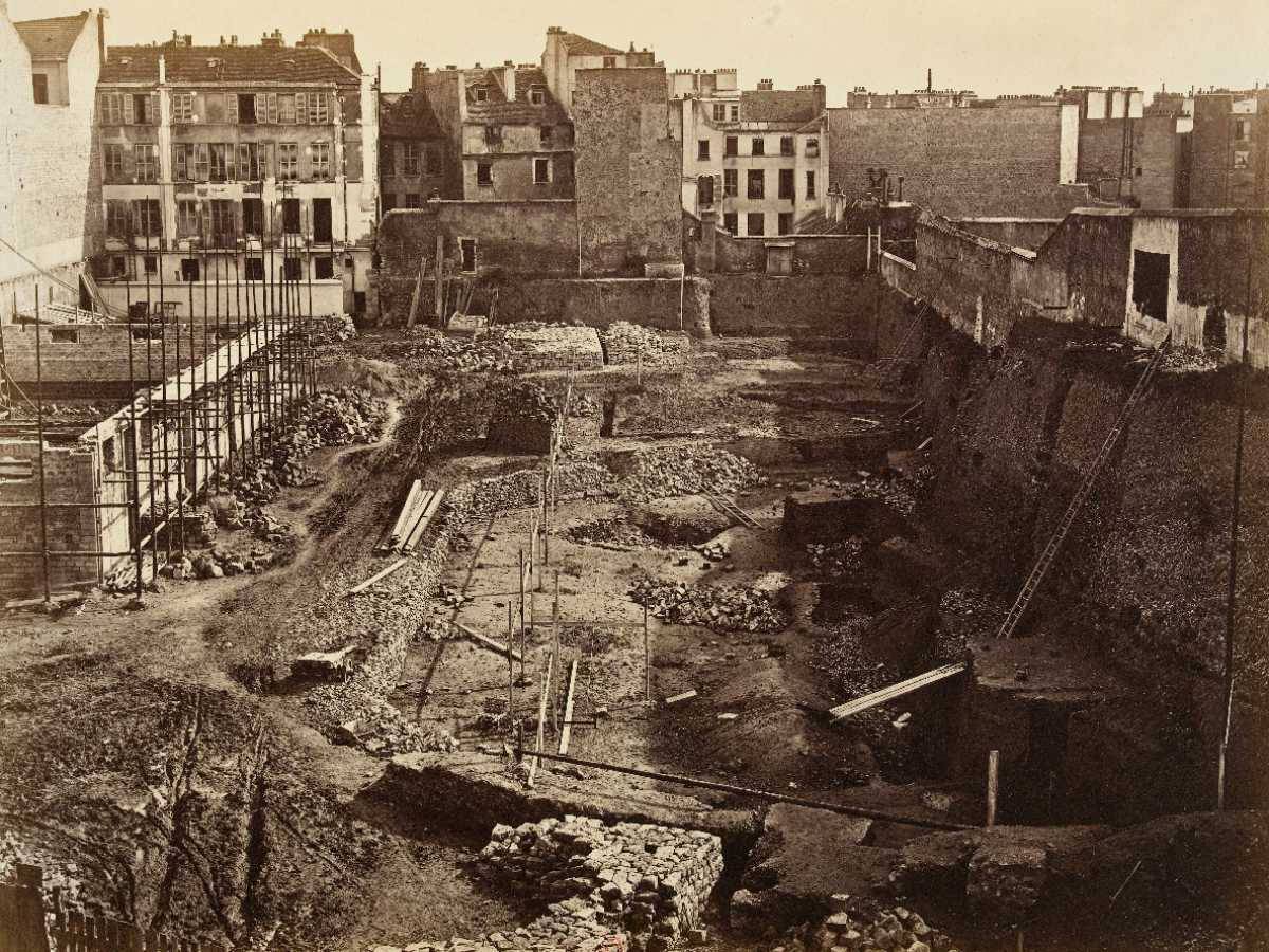 Arènes de Lutèce, fouilles de 1870 (P. Emonts, 1870)