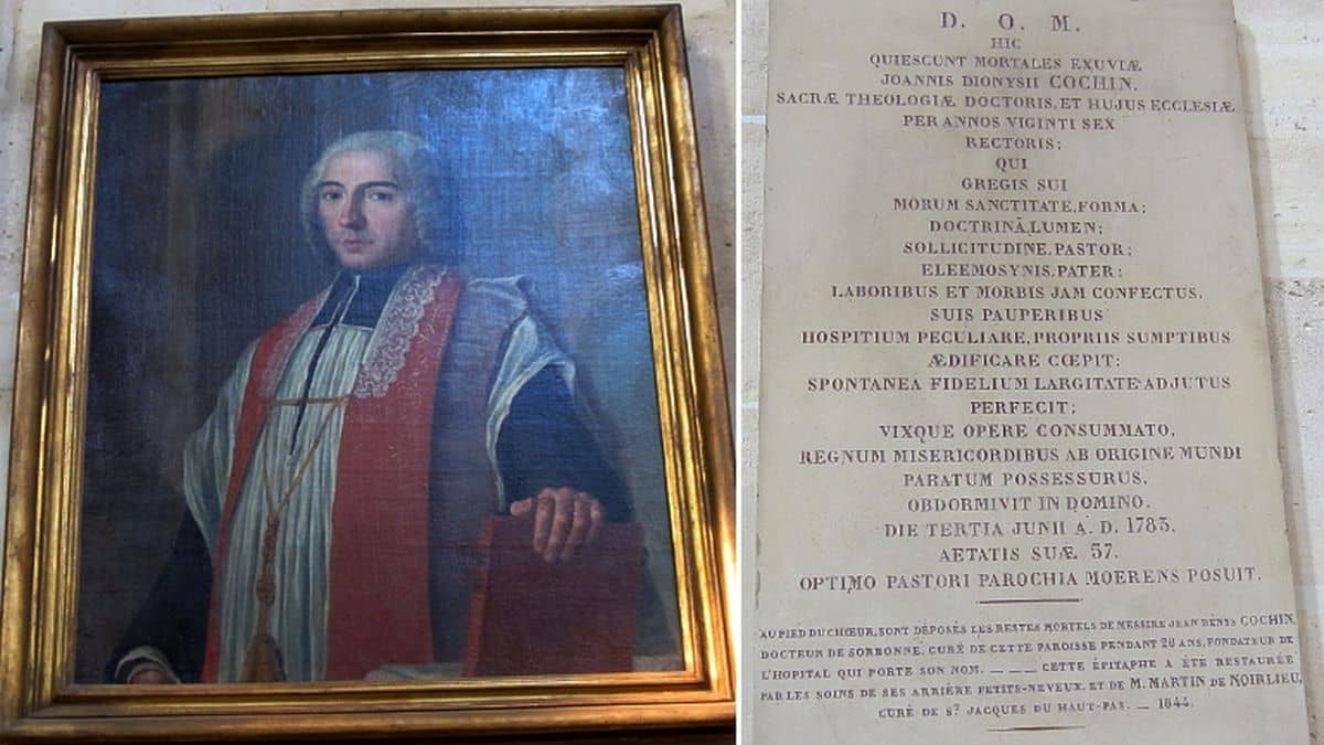 Cochin, son portrait et sa plaque funéraire à St-Jacques-du-Haut-Pas