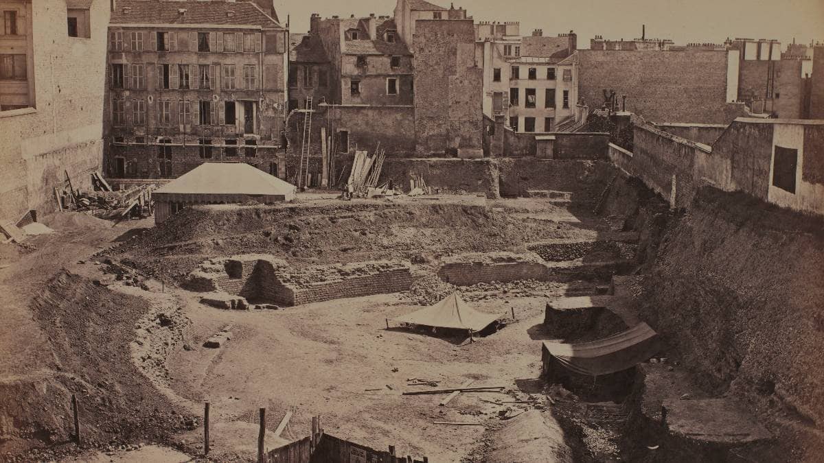 Arènes de Lutèce, fouilles de 1870 (P. Emonts, 1870)