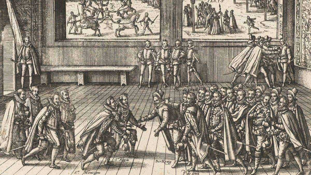 L'attentat de Jean Chatel sur Henri IV et au fond le supplice de l'assassin