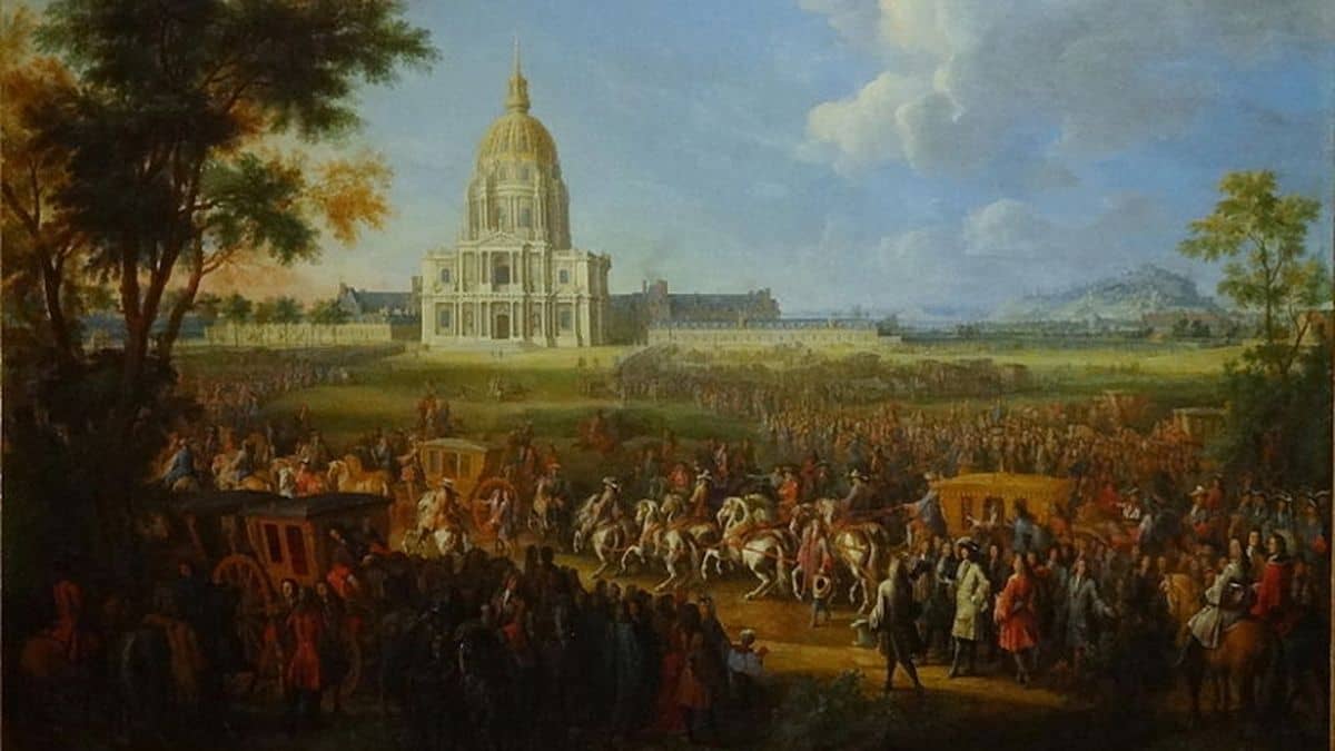 Louis XIV visite les Invalides, toile de P.-D. Martin