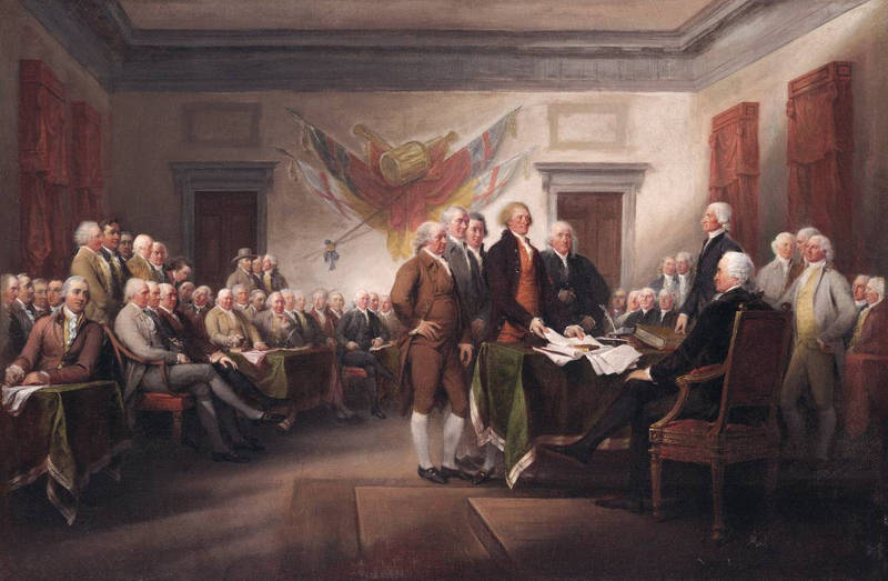La Déclaration d'Indépendance de 1776 (J. Trumbull, 1817)