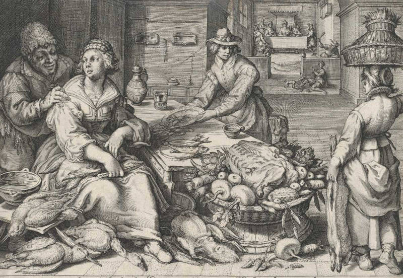 Scène de cuisine (J. Matham, 1603)
