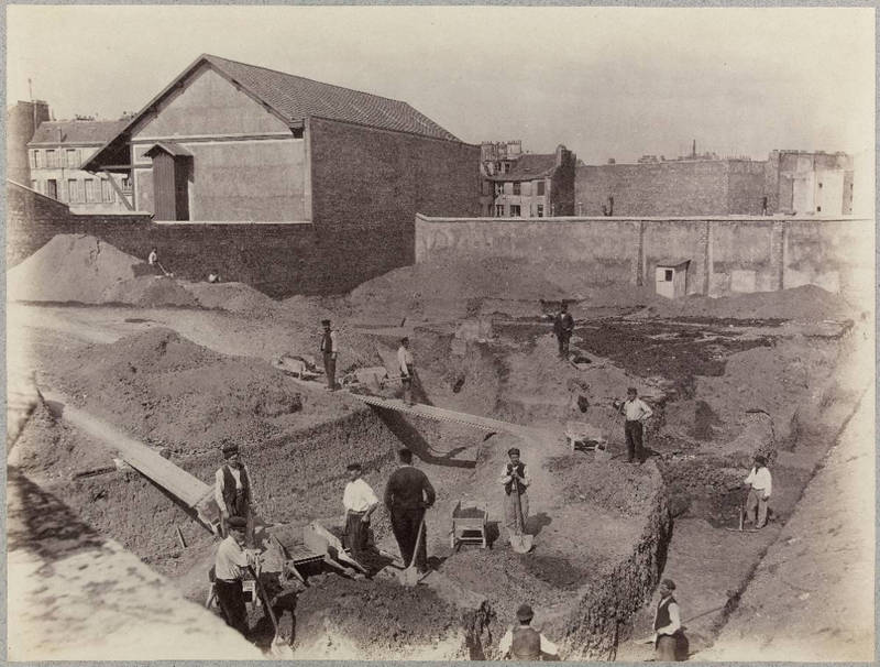 Arènes de Lutèce, fouilles de 1883 (P. Emonts, 1883)