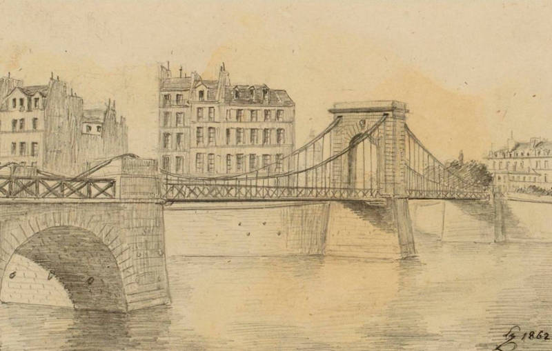 Vue du pont Louis-Philippe (L.Leymonnerye, 1862)