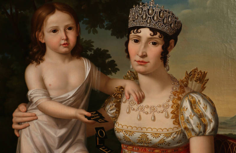 Elisa Baciocchi et sa fille Elisa Napoléone (Pietro Nocchi, 1809)