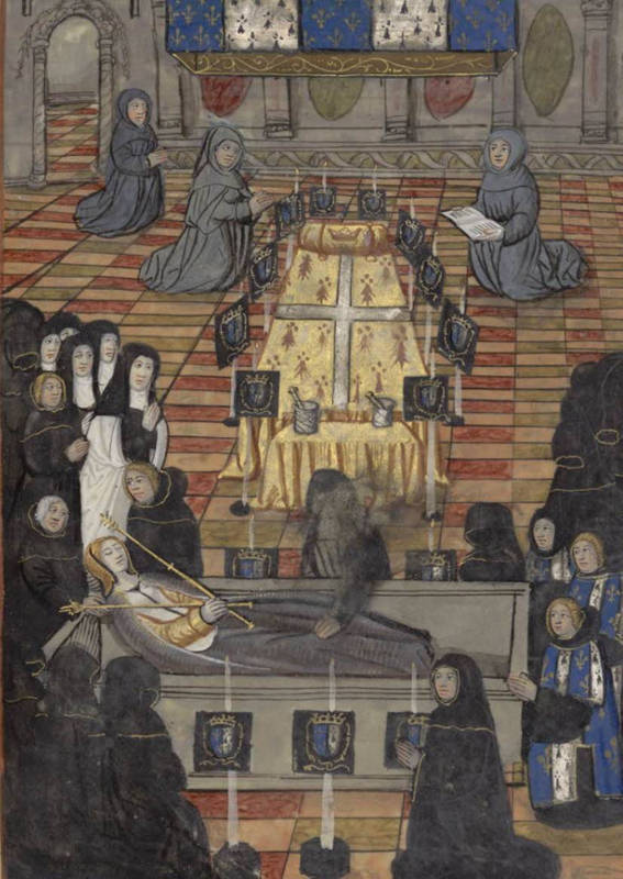 Le corps d'Anne de Bretagne déposé dans le cercueil