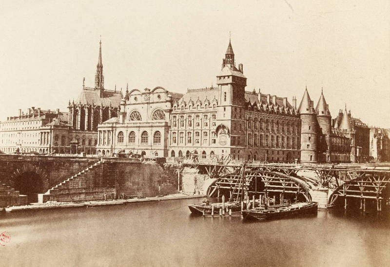Le Pont-au-Change en reconstruction, v. 1865
